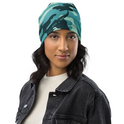 Womens Camo Beanie in Turquoise Camouflage