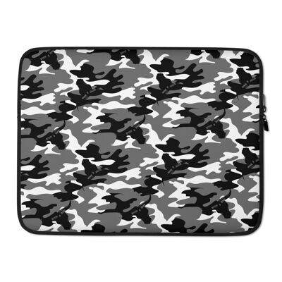 Black White Camouflage Laptop Sleeve Camo Design 15-in