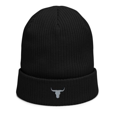 Mens ribbed beanie eco-friendly - black