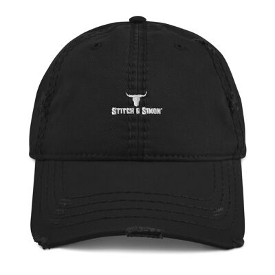 Distressed Baseball Cap Dad Hat - black