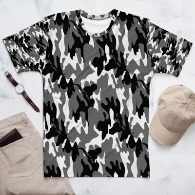 Camouflage Mens T-shirt Black White Urban Camo by Stitch Simon
