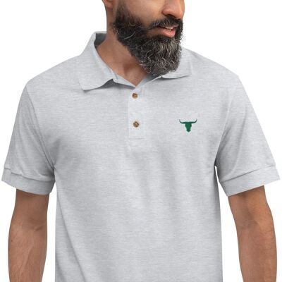 Embroidered Bulls Head Men’s Polo Shirt - sport-grey - male