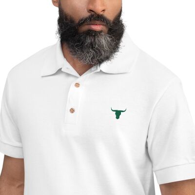 Embroidered Bulls Head Men’s Polo Shirt - white - male