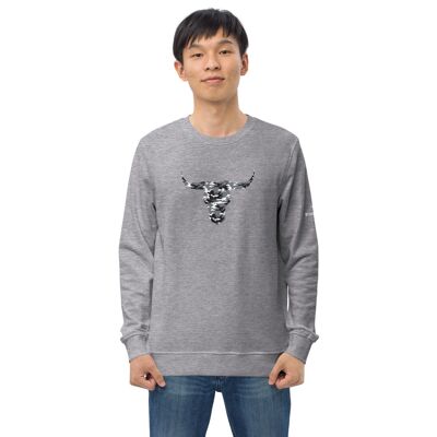 Mens organic sweatshirt with camouflauge bull - grey-melange