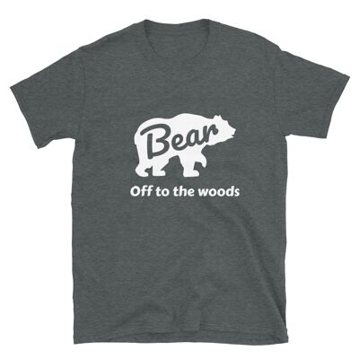 Off To The Woods Bear – Camping T-shirt - dark-heather