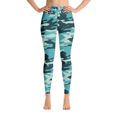 Turquoise Blue Camouflage Womens Leggings