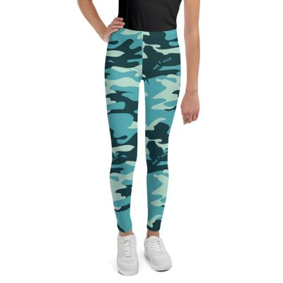 Turquoise Camo Leggings, Camouflage (8 to 20 years) Legging Girls Teenagers