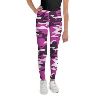 Girls Purple Camo Leggings – Teenager camouflaged legging (8 to 20 years)