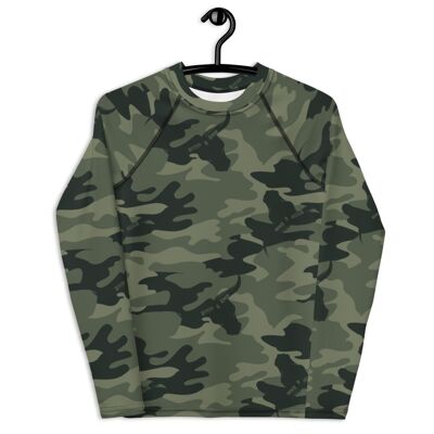 Girls Rash Vest – Camouflage Rash Guard Top in Green Camo