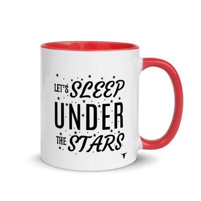 Camping Mug with Colour Inside -Sleep under the stars - red