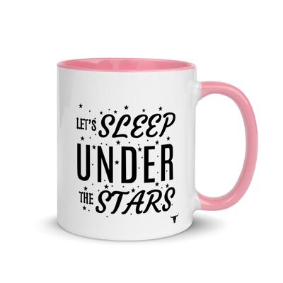 Camping Mug with Colour Inside -Sleep under the stars - pink
