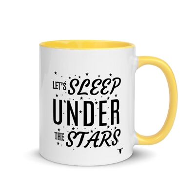 Camping Mug with Colour Inside -Sleep under the stars - yellow
