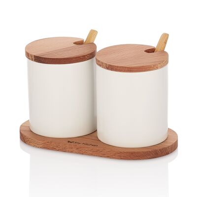 Joy Kitchen spice bowls on wooden plateau - set of 2