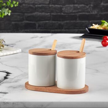 Bols à épices Joy Kitchen sur plateau en bois - lot de 2 2