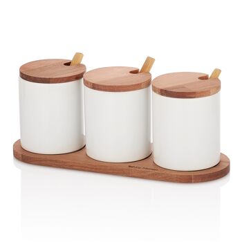 Bols à épices Joy Kitchen sur plateau en bois - lot de 3 1