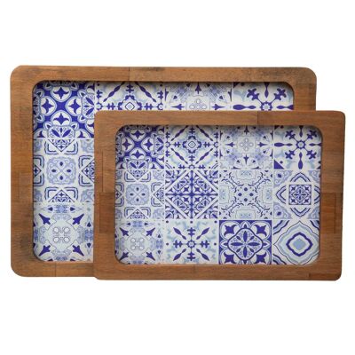 Joy Kitchen wooden trays - Retro Mavi | Set of 2