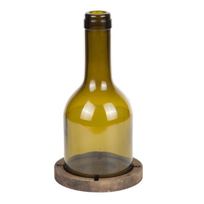 Joy Kitchen bottle candle holder on wooden plateau - Vini