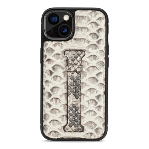 iPhone 13 Leder Case mit Fingerschlaufe Python natural