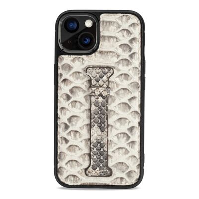 iPhone 13 leather case with finger loop Python natural