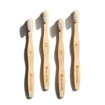 Brosse à dents en bambou pour enfants | 4 unités