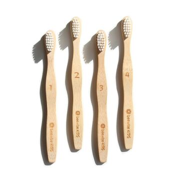 Brosse à dents en bambou pour enfants | 4 unités 1