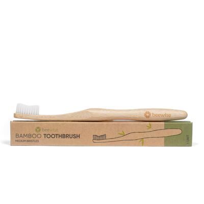 Brosse à dents en bambou | Ergonomique | Poils moyens