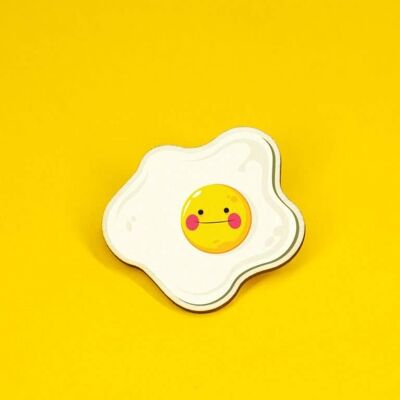 Louie Fried Egg - Insignia de alfiler de madera