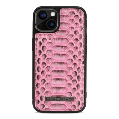 Etui cuir iPhone 13 MagSafe rose python