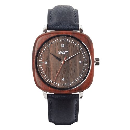 Montre homme RED SQUARE bleu de minuit (cuir)