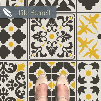 Patchwork Tile Stencil Set - Small Tile effect