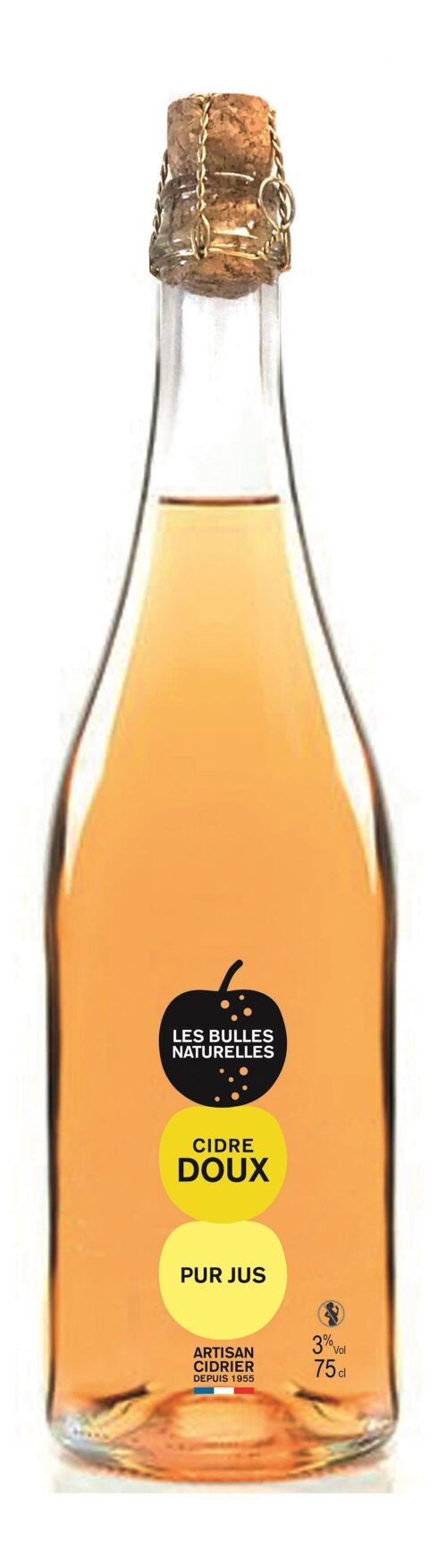 Cidre Les Bulles Naturelles Doux  75cl - Alc 3%