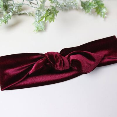 Wine Red  Velvet Tie headband