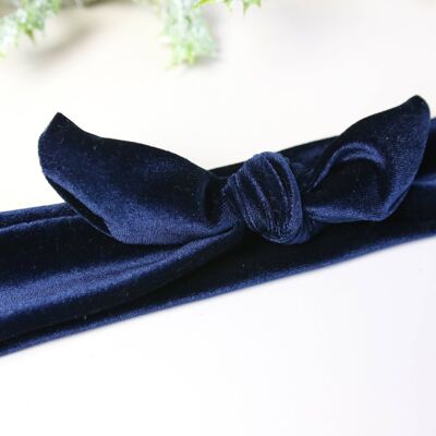 Navy Velvet Tie headband