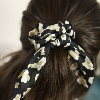 Black leopard Bunny silk Scrunchy