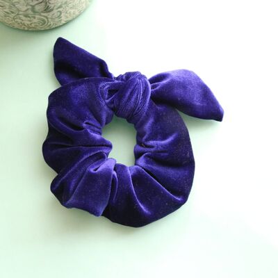 Cobalt  velvet  Bunny Scrunchy