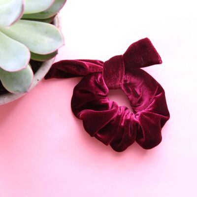 Burgundy velvet Bunny Scrunchy