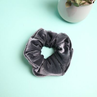 Grey Velvet Scrunchy