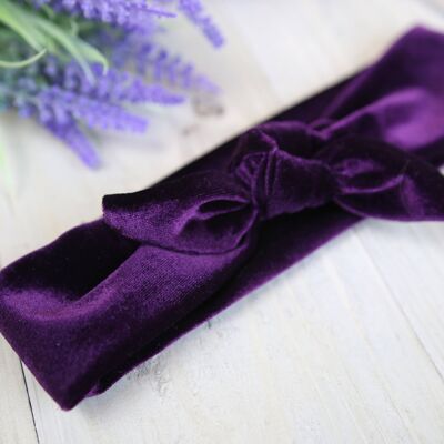 Children's Purple Velvet Tie headband