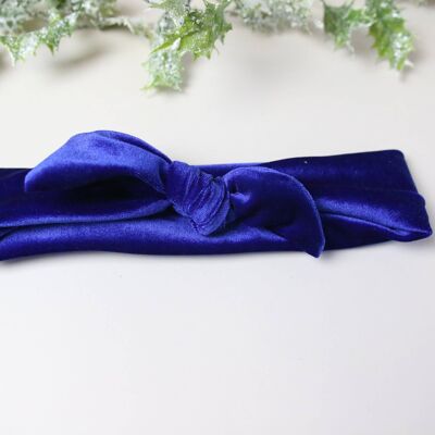 Cobalt Blue Velvet Tie headband
