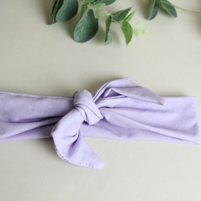 Lilac plain  Headband Tie - mini