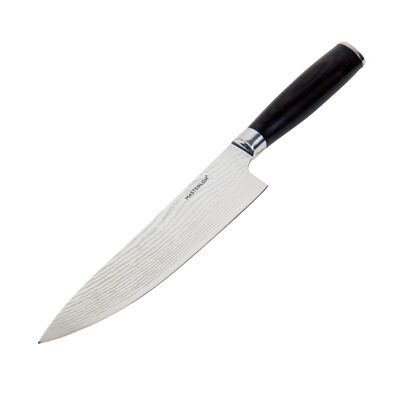 Couteau de chef Damas 20 cm, coffret cadeau en bois, noir