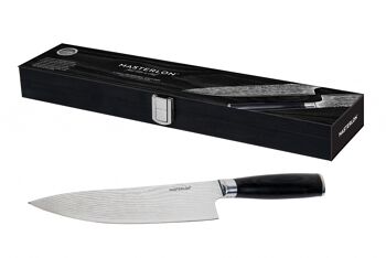 Couteau de chef Damas 20 cm, coffret cadeau en bois, noir 2