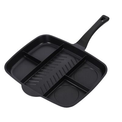 5 Section Grill & Griddle Pan 53x39cm, Induction Ready