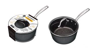 Casserole avec couvercle 18cm / 1.9L, prêt pour l'induction, granit 4