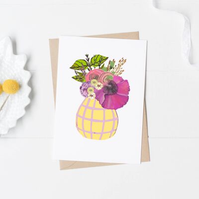 SG22 Yellow and lilac summer pot card