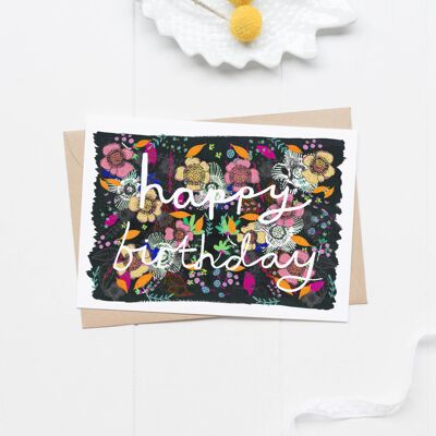 SG11 Birthday card with flowers (dark)