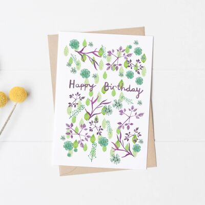 Ff22 Floral Happy Birthday Card