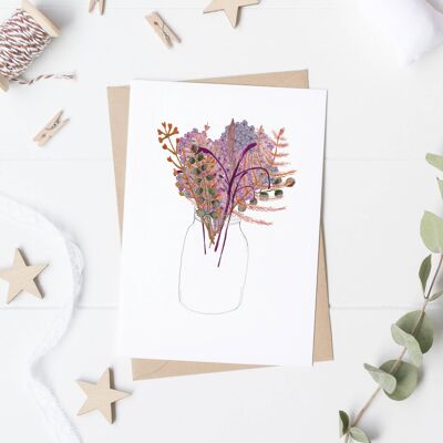 Dried Flowers with hydrangea and eucalyptus Card