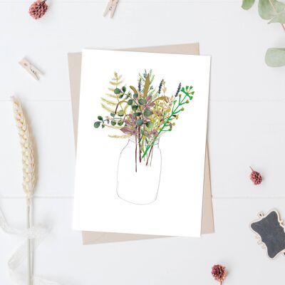 Trockenblumenkarte mit Eukalyptus