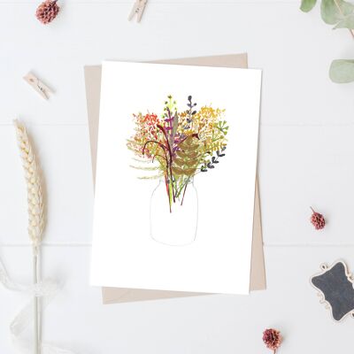 Dried Flowers with broom Card
